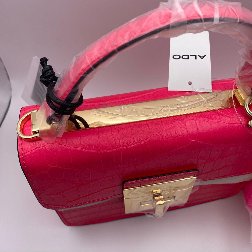 Aldo Chiadda  Bright Pink Women's Top Handle Handbag Shoulder Strap - Picture 6 of 13